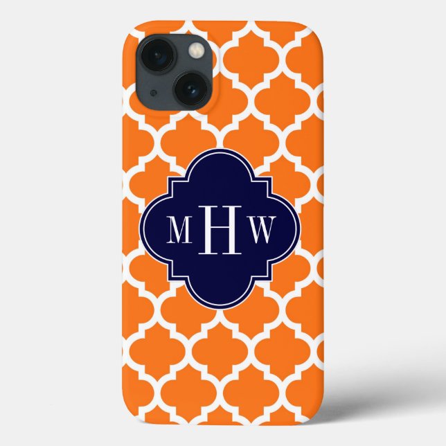 Pumpkin White Moroccan #5 Navy 3 Initial Monogram (Baksida)
