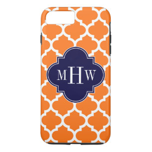 Pumpkin White Moroccan #5 Navy 3 Initial Monogram