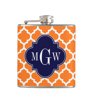 Pumpkin White Moroccan #5 Navy 3 Initial Monogram Fickplunta