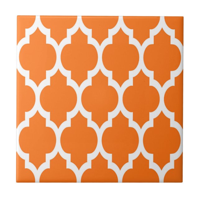 Pumpkin White Moroccan Quatrefoil Mönster #4 Kakelplatta (Framsidan)