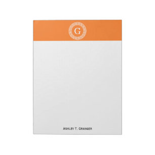 Pumpkin Wht Grekiska Nyckel Rnd Ram Initial Monogr Anteckningsblock