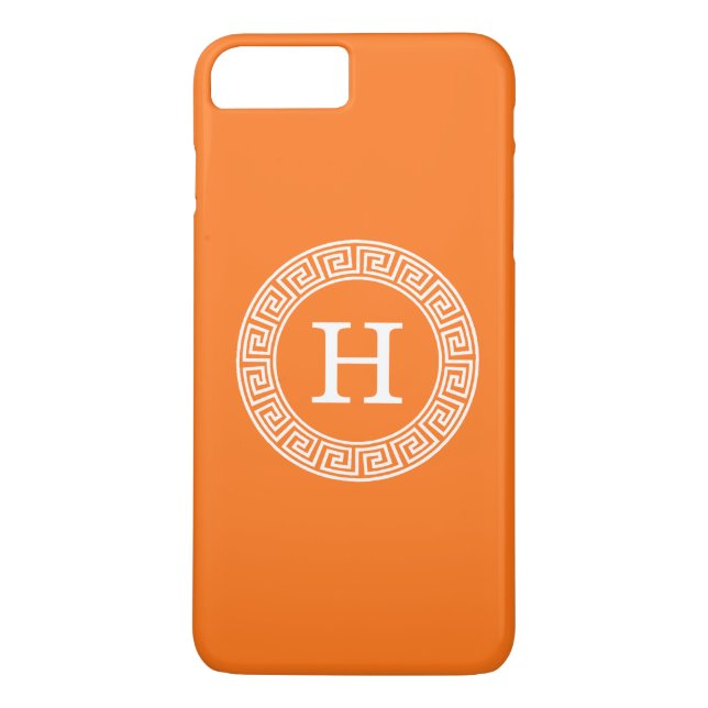 Pumpkin Wht Grekiska Nyckel Rnd Ram Initial Monogr Case-Mate iPhone Skal (Baksida)