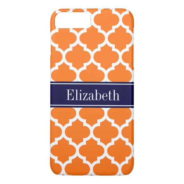 Pumpkin Wht Moroccan #5 Navy Blue Namn Monogram Case-Mate iPhone Skal (Baksida)