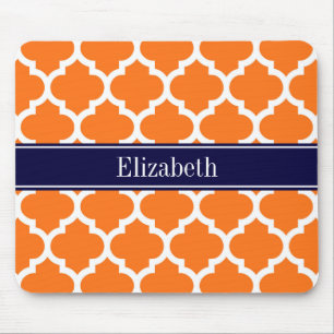 Pumpkin Wht Moroccan #5 Navy Blue Namn Monogram Musmatta