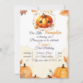 Pumpkin Wildblomma Fall Watercolor Birthday Inbjudningar