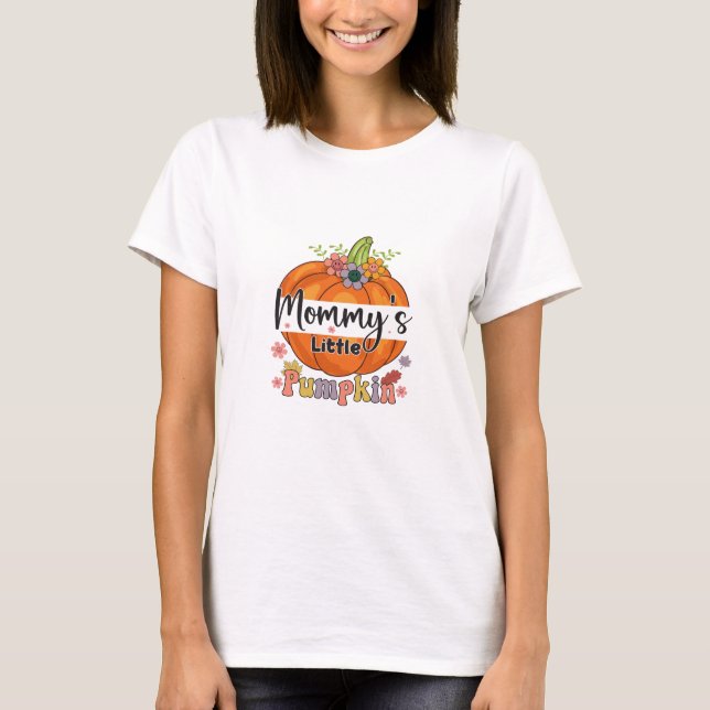 Pumpkin Wildblomma Fall Watercolor Birthday T Shirt (Framsida)