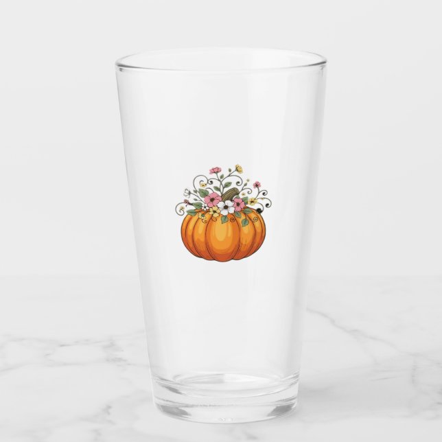 Pumpkin Wildflowers Fall Autumn Classic T-Shirt.pn Glaskopp (Framsida)