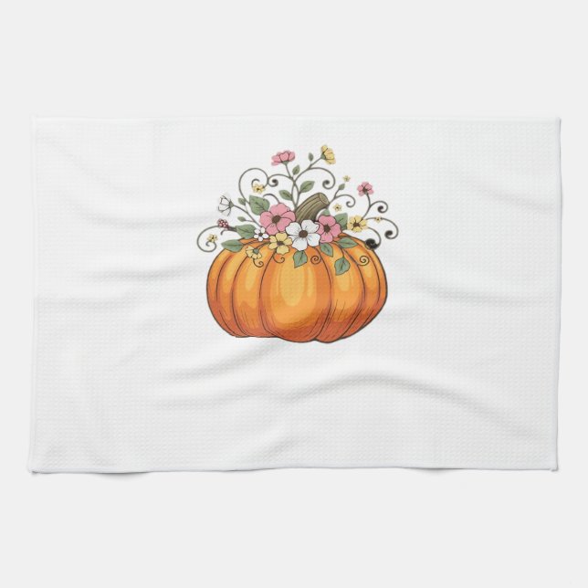 Pumpkin Wildflowers Fall Autumn Classic T-Shirt.pn Kökshandduk (Horisontell)