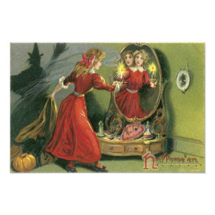 Pumpkin Witch Black Cat Ghost Fototryck