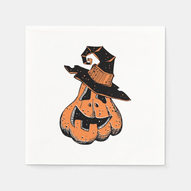 Pumpkin Witch Doodle Pappersservett (Framsidan)