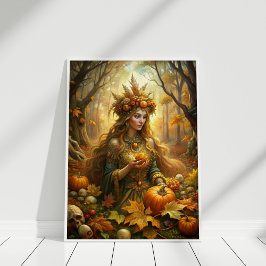 Pumpkin Witch Fairy - Enchanted Halloween Wall Art Poster