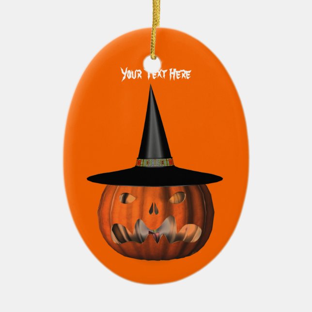 Pumpkin Witch Hat Halloween Ornament (Framsidan)
