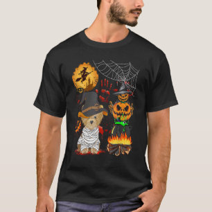 Pumpkin Witch Hat Yorkshire Terrier Halloween Hund T Shirt