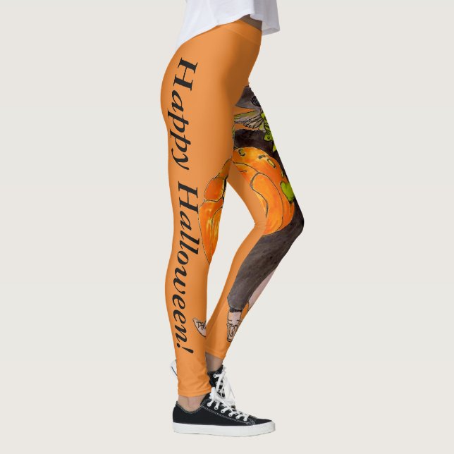 Pumpkin Witch Warlock Halloween Dance Finare Scary Leggings (Höger)