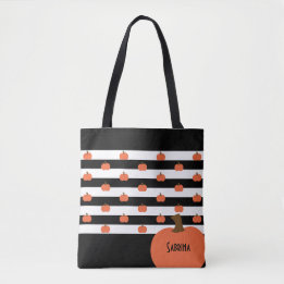 Pumpkin with Black & White Stripes - Personalized Tygkasse