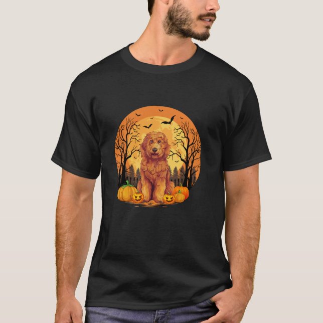 Pumpkin with Funny Halloween Costume Goldendoodle T Shirt (Framsida)