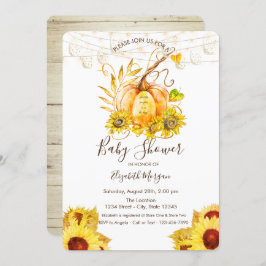 Pumpkin, Wood Struktur,Solblommor Baby Shower Inbjudningar