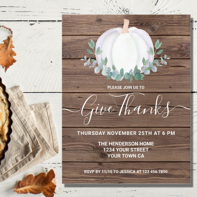 Pumpkin Wood Thanksgiving Postcard-inbjudan Inbjudan Vykort (Skapare uppladdad)
