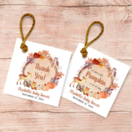 Pumpkin Woodland Animals Baby Shower Tack Gåvor Etiketter
