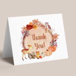 Pumpkin Woodland Animals Baby Shower Tack Kort