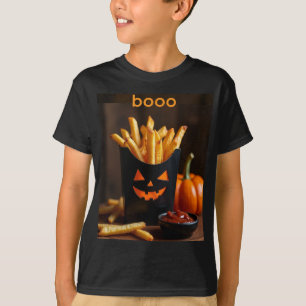Pumpkinfrites med ketchup till halloween t shirt