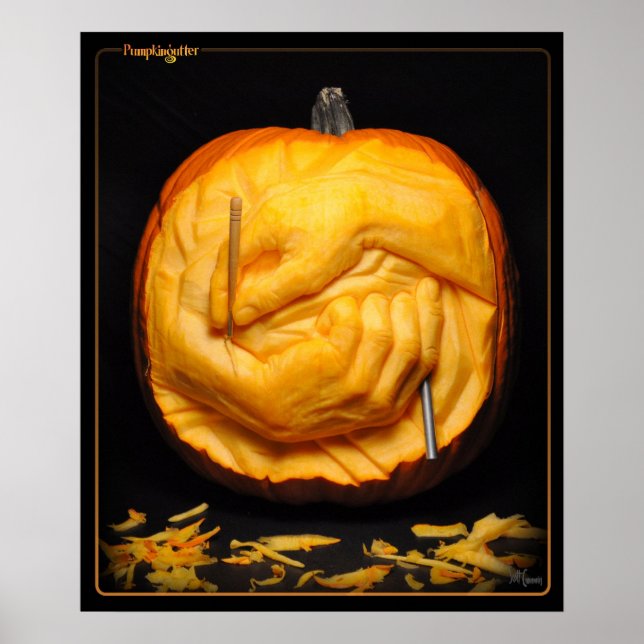 Pumpkingutter Poster - Carving Händer (Framsidan)