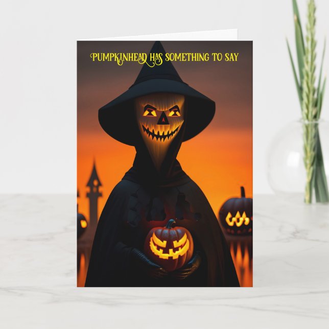 Pumpkinhead har något att säga Halloween Kort (Framsida)