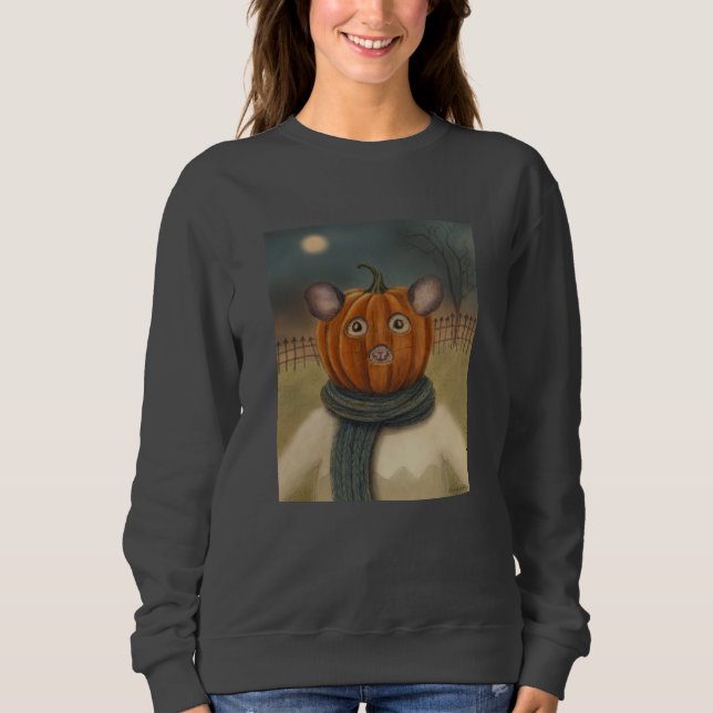 Pumpkinhead Mouse Halloween Sweatshirt T Shirt (Framsida)