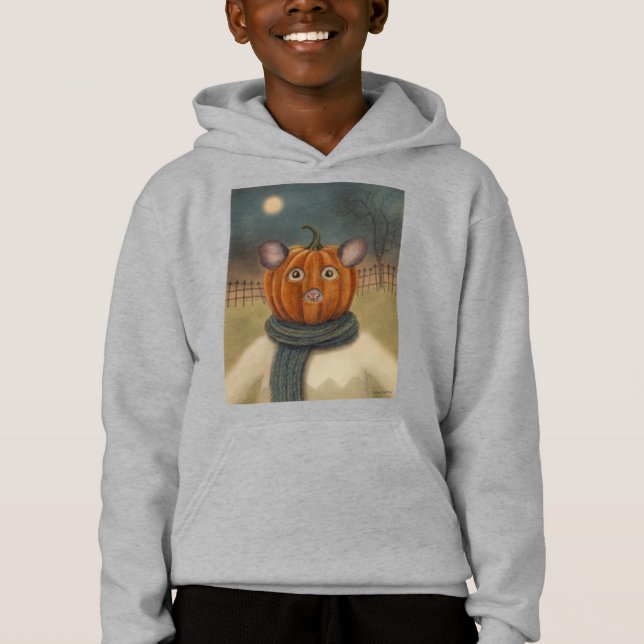 Pumpkinhead Mouse Kids pull-over Hoodie T Shirt (Framsida)
