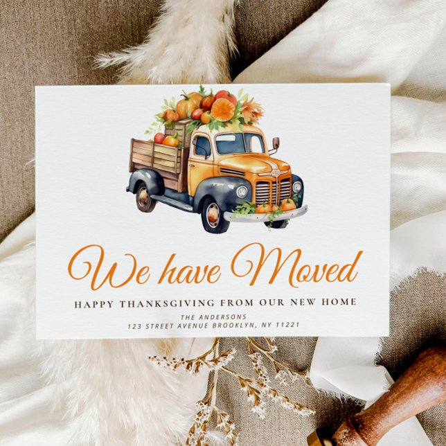 pumpkinlastbil höst flyttar meddelande vykort (Skapare uppladdad)