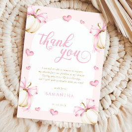 Pumpkins and Bows Girl Baby Shower - tack för ditt Kort