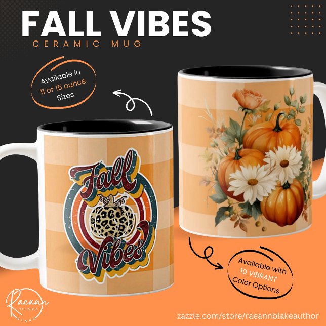 Pumpkins and Flower Fall Vibes Ceramic Mugg (Skapare uppladdad)