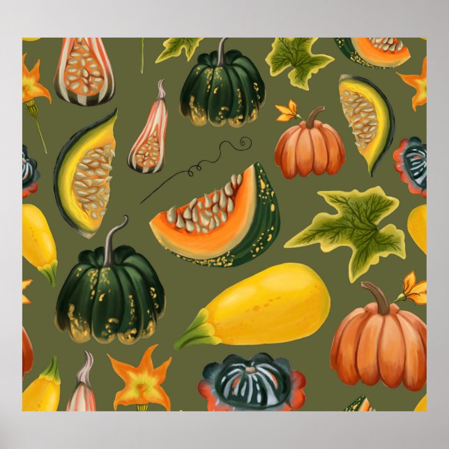 Pumpkins and Löv: Autumn Greenery Poster (Framsidan)