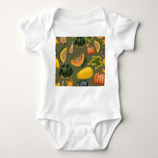 Pumpkins and Löv: Autumn Greenery T Shirt (Framsida)