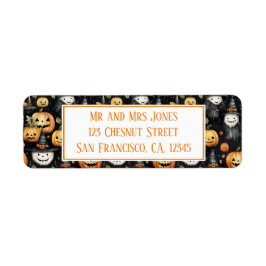 Pumpkins and Monsters Halloween Returadress Etikett