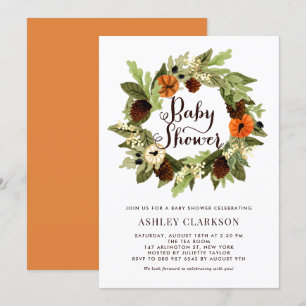 Pumpkins and Pinecones Wandeall Baby Shower Inbjudningar
