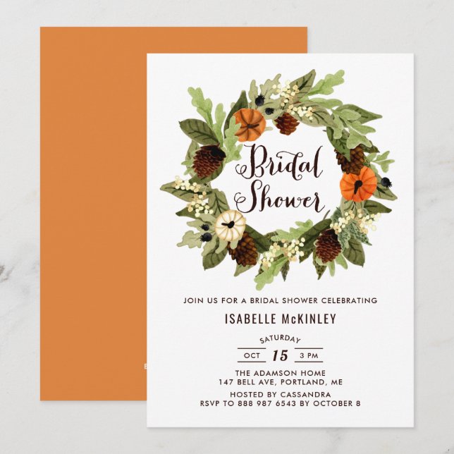 Pumpkins and Pinecones Wandeall Möhippa Inbjudningar (Fram/baksida)