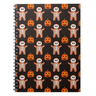 Pumpkins and Skeleton Gingerbread Halloween Design Anteckningsbok