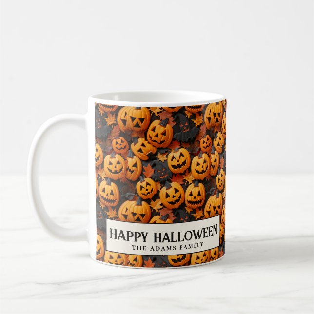 Pumpkins and Spöken Halloween Kaffemugg (Vänster)