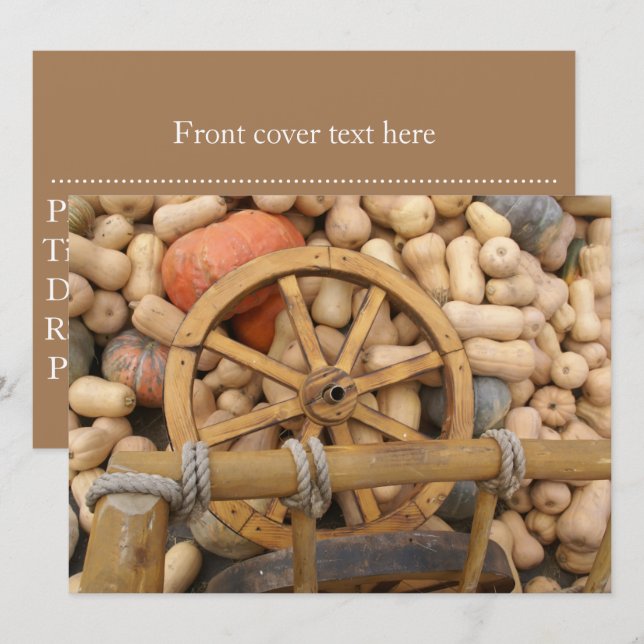 Pumpkins and Wheel of the Rural wooden cart Inbjudningar (Fram/baksida)