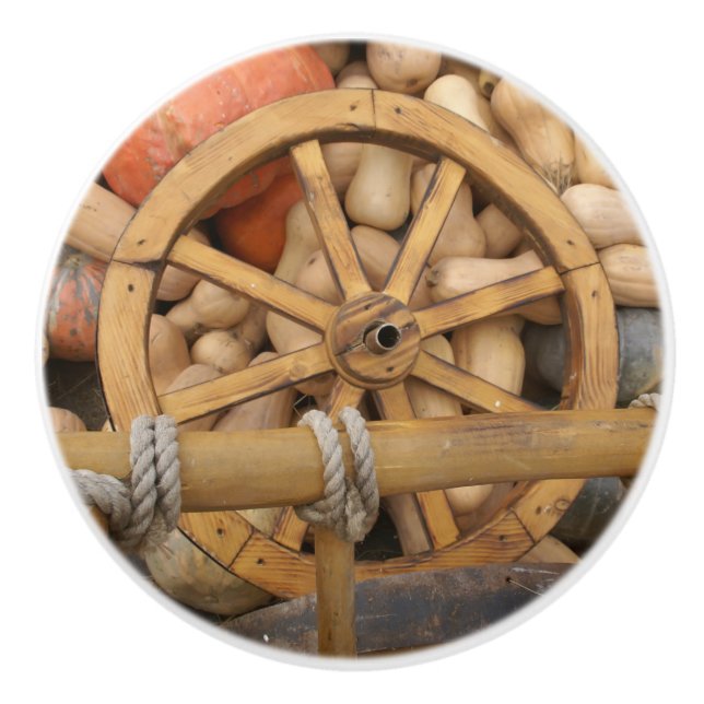 Pumpkins and Wheel of the Rural wooden cart Knopp (Framsidan)