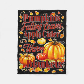 Pumpkins Apple Cider Warm Blankets Löv Fall Hal Fleecefilt