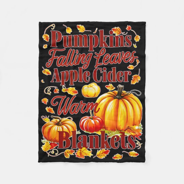 Pumpkins Apple Cider Warm Blankets Löv Fall Hal Fleecefilt (Framsidan)