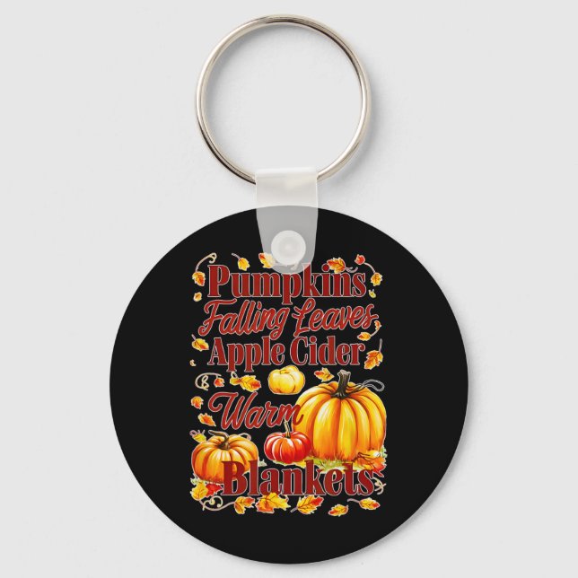 Pumpkins Apple Cider Warm Blankets Löv Fall Hal Nyckelring (Framsida)