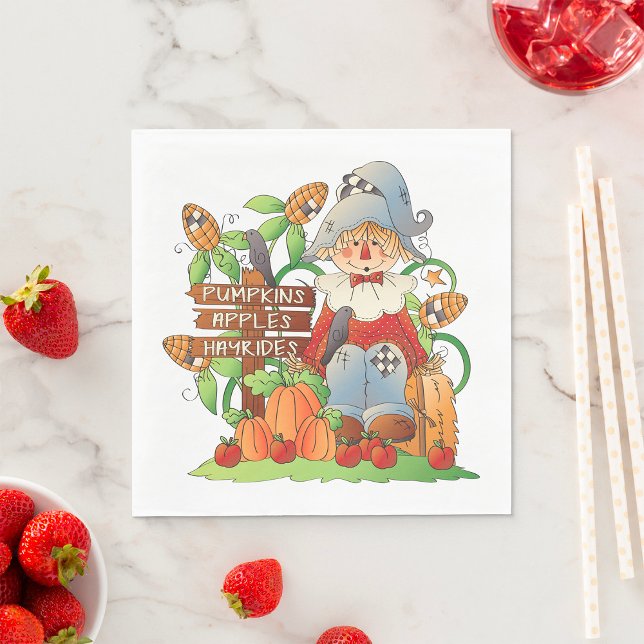 Pumpkins Apples Hayrides Napkins Pappersservett (Skapare uppladdad)
