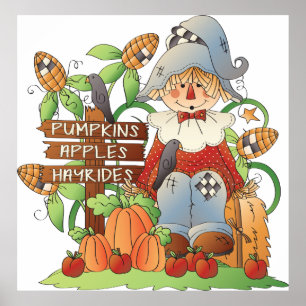 Pumpkins Apples Hayrides Poster