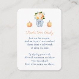 Pumpkins Autumn Flowers ger en Bok Baby Shower Tilläggskort