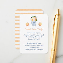 Pumpkins Autumn Flowers ger en Bok Baby Shower Tilläggskort