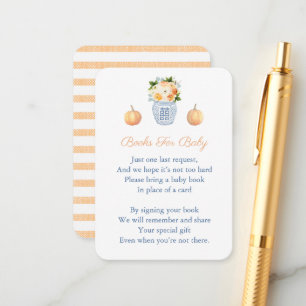 Pumpkins Autumn Flowers ger en Bok Baby Shower Tilläggskort
