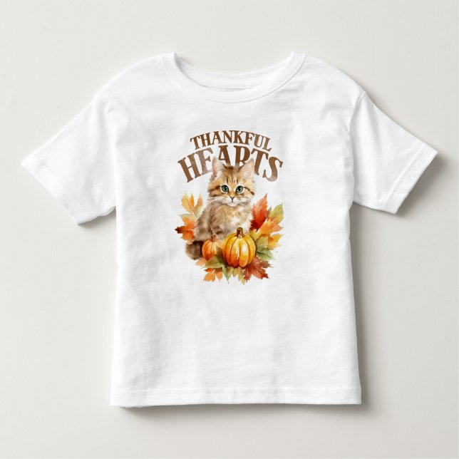 pumpkins, autumn leaves and a cute kitten t shirt (Framsida)